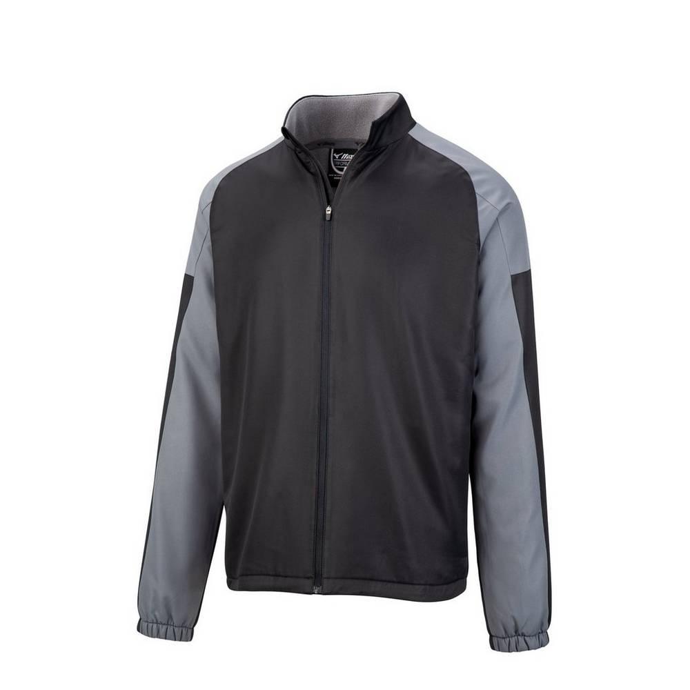 Chaqueta Mizuno Full Zip Dugout Hombre Negras Outlet LBQX-62805